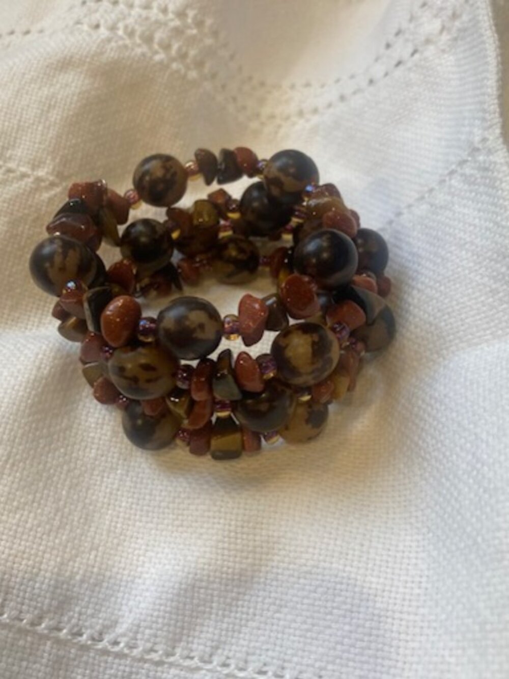 Brown Beaded wrap bracelet